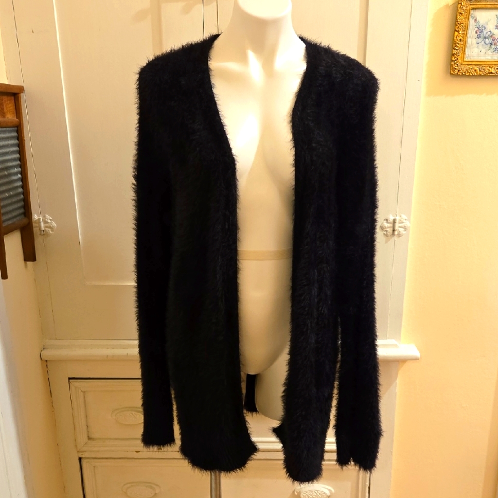 Divided Black Fuzzy Sweater Sz M